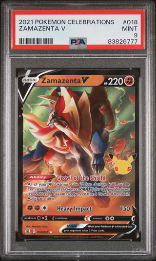 2021 POKEMON CELEBRATIONS ZAMAZENTA V #18 PSA 9