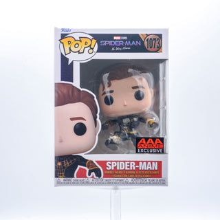 * Funko Pop! Spider-Man (Unmasked, No Way Home, Black & Gold Suit, Leaping) 1073 – AAA Anime Exclusive