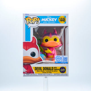 * Funko Pop! Devil Donald Duck with Pumpkins, Blacklight, Disney 1446 – Funko Special Edition Exclusive **Chase** Vinyl Figure in PopShield Protector
