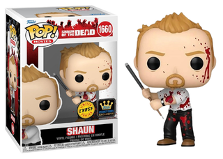Funko Pop! Shaun, Bloody, with Pool Cue, Shaun of the Dead, Specialty Series Exclusive 1660 Chase Vinyl Figure in PopShield Protector