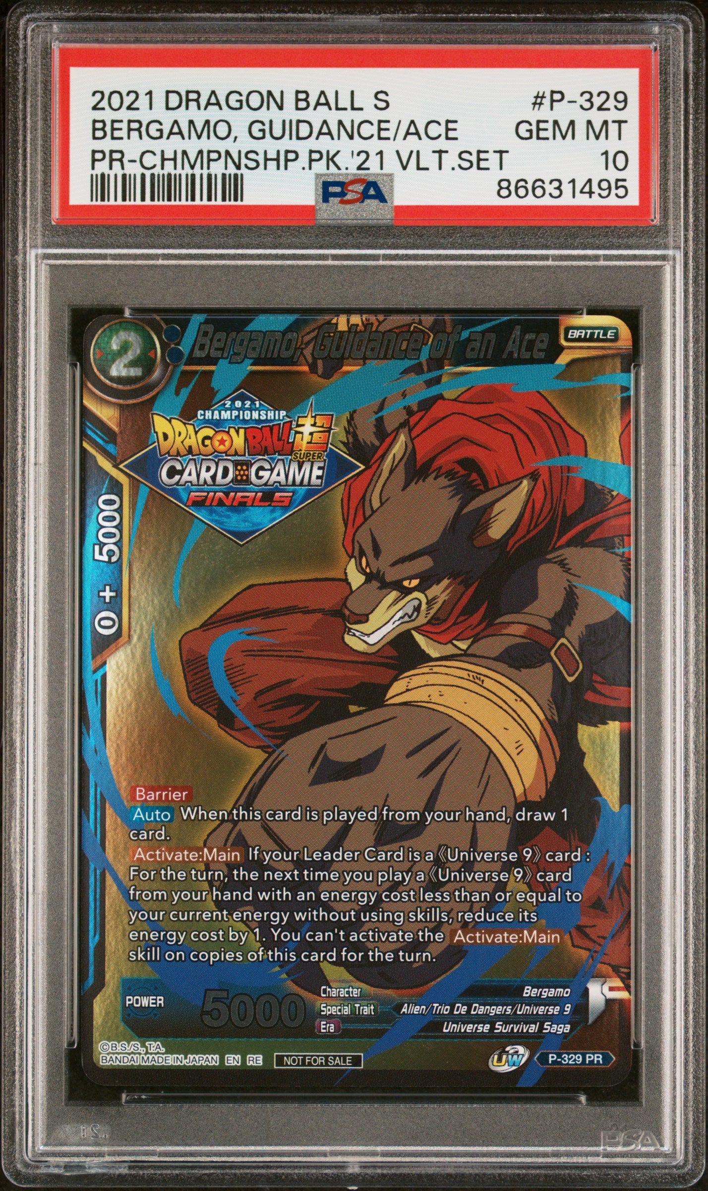2021 DRAGON BALL SUPER BERGAMO, GUIDANCE/ACE #P-329 - PSA 10 7 Bucks a Pop 2021 DRAGON BALL SUPER BERGAMO, GUIDANCE/ACE #P-329 - PSA 10 7 Bucks a Pop