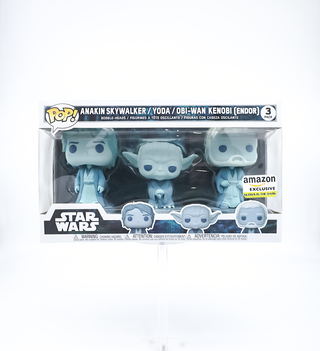 * Funko Pop! Anakin Skywalker / Yoda / Obi-Wan Kenobi (Glow in the Dark, Endor) 3-Pack – Amazon Exclusive