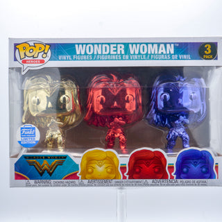 * Funko Pop! Wonder Woman (Gauntlets, Chrome) 3-Pack – Funko Shop Exclusive