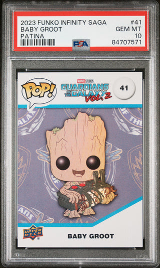 2023 UPPER DECK FUNKO POP MARVEL  BABY GROOT PATINA #41  PSA 10