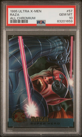 1995 ULTRA X-MEN ALL CHROMIUM RAZA ALL CHROMIUM #57 - PSA 10