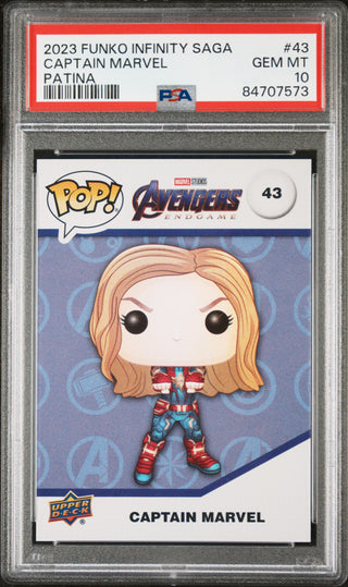 2023 UPPER DECK FUNKO POP MARVEL  CAPTAIN MARVEL PATINA #43  PSA 10