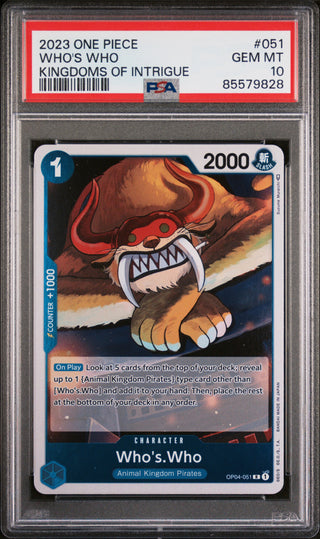 2023 ONE PIECE KINGDOMS OF INTRIGUE WHO'S WHO #51 - PSA GEM MT 10