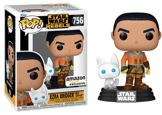 Funko Pop! Ezra Bridger with Loth-Cat Rebels 756 - Amazon Exclusive Vinyl Figure in PopShield Protector
