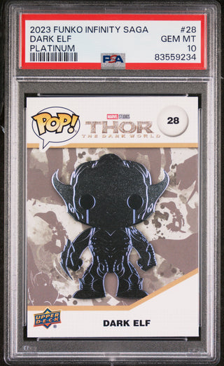 2023 UPPER DECK FUNKO POP MARVEL  DARK ELF PLATINUM #28  PSA 10