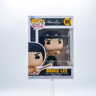 * Funko Pop! Bruce Lee, with Bo Staff, Icons 95 Vinyl Figure in PopShield Protector