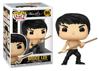 Funko Pop! Bruce Lee, with Bo Staff, Icons 95 Vinyl Figure in PopShield Protector