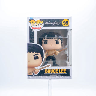 * Funko Pop! Bruce Lee, with Bo Staff, Icons 95 Vinyl Figure in PopShield Protector