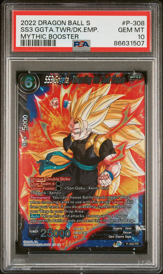 2022 DRAGON BALL SUPER MYTHIC BOOSTER SS3 GOGETA, THWRT/EMP #P-308 - PSA 10