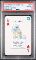 1996 POKEMON GREEN VERSION PLAYING CARDS SQUIRTLE #7 - Graded PSA NM-MT 8