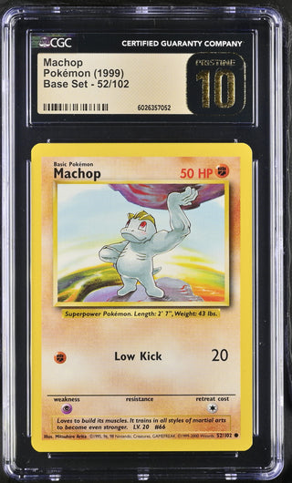 1999 Base Set Machop 52/102 CGC PRISTINE 10