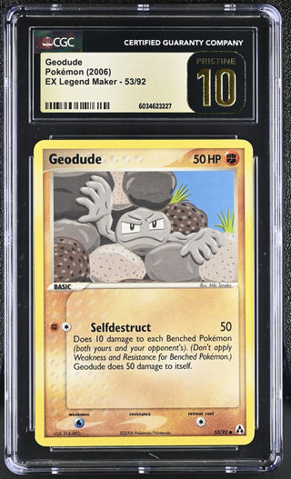 2006 EX Legend Maker Geodude 53/92 CGC PRISTINE 10