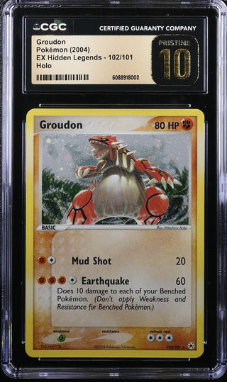2004 EX Hidden Legends Groudon 102/101 Holo CGC PRISTINE 10