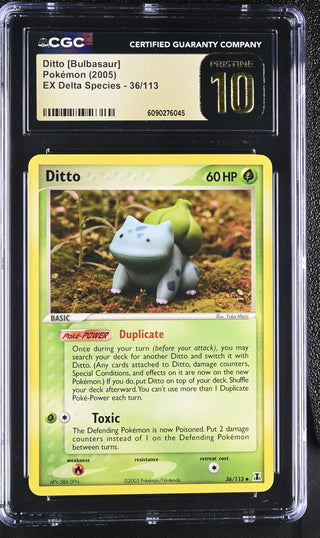 2005 EX Delta Species Ditto Bulbasaur 36/113 CGC PRISTINE 10 POP 3