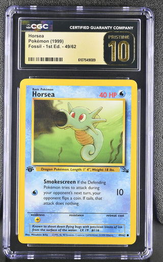 1999 Fossil - 1st Ed. Horsea 49/62 CGC PRISTINE 10