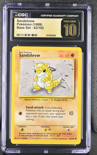 1999 Base Set Sandshrew 62/102 CGC PRISTINE 10