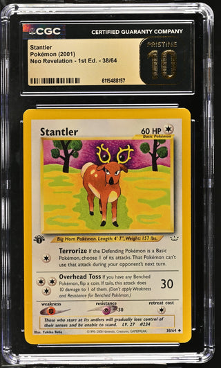 2001 Neo Revelation - 1st Ed. Stantler 38/64 CGC PRISTINE 10 POP 3
