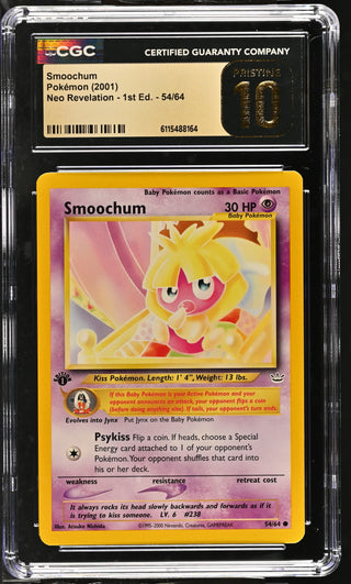 2001 Neo Revelation - 1st Ed. Smoochum 54/64 CGC PRISTINE 10