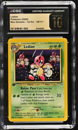 2000 Neo Genesis - 1st Ed. Ledian 39/111 CGC PRISTINE 10 POP 4