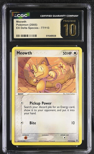 2005 EX Delta Species Meowth 77/113 CGC PRISTINE 10