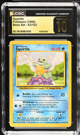 1999 Base Set Squirtle 63/102 CGC PRISTINE 10