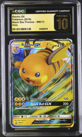 2019 Black Star Promos Raichu GX SM213 Holo CGC PRISTINE 10