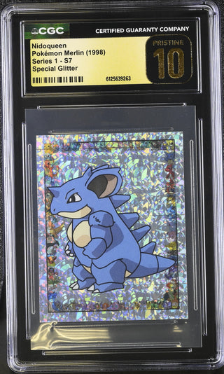 1998 Merlin Stickers Series 1 Nidoqueen S7 Special Glitter CGC PRISTINE 10 POP 3
