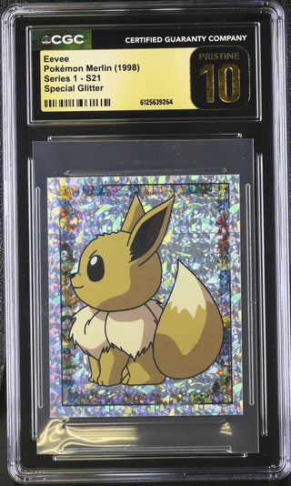 1998 Merlin Stickers Series 1 Eevee S21 Special Glitter CGC PRISTINE 10