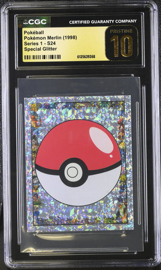 1998 Merlin Stickers Series 1 Pokeball S24 Special Glitter CGC PRISTINE 10
