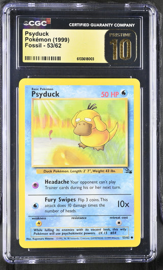1999 Fossil Psyduck 53/62 CGC PRISTINE 10