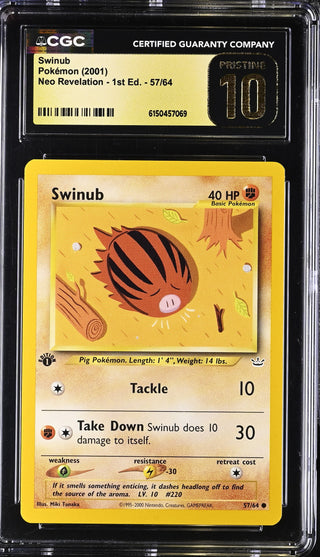 2001 Neo Revelation - 1st Ed. Swinub 57/64 CGC PRISTINE 10