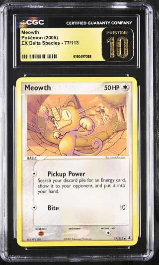 2005 EX Delta Species Meowth 77/113 CGC PRISTINE 10
