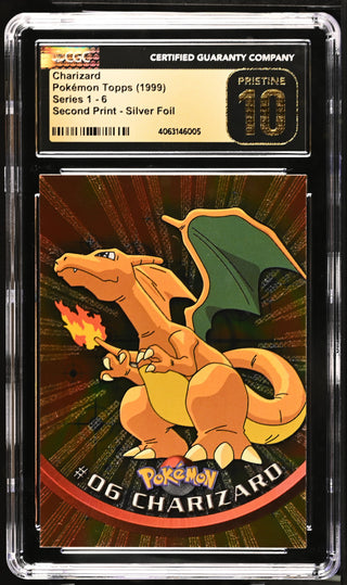 1999 Topps Series 1 Charizard Silver Foil 6 Second Print CGC PRISTINE 10 POP 2