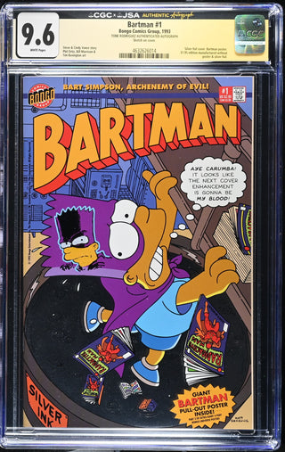 Bartman #1 signed/sketch by Tone Rodriguez (1993) Graded CGC 9.6