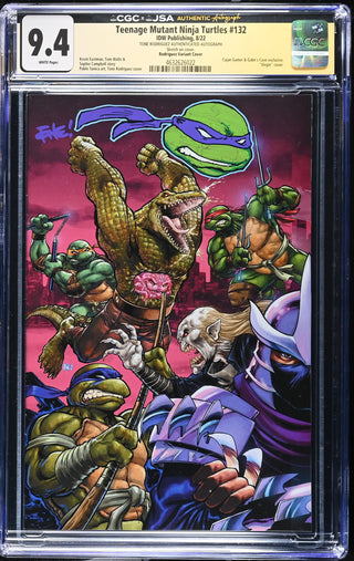 Teenage Mutant Ninja Turtles #132 signed/sketch by Tone Rodriguez (8/22) Graded CGC 9.4 Rodriguez Variant Cover