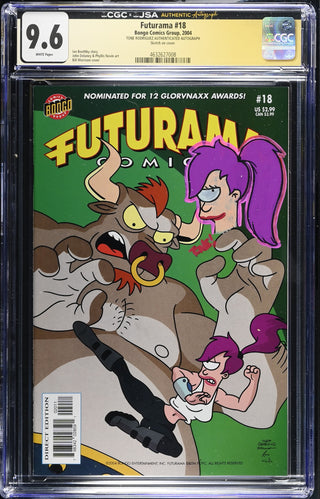 Futurama #18 signed/sketch by Tone Rodriguez (2004) Graded CGC 9.6