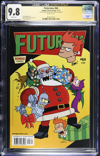 Futurama #64 signed/sketch by Tone Rodriguez (11/12) Graded CGC 9.8