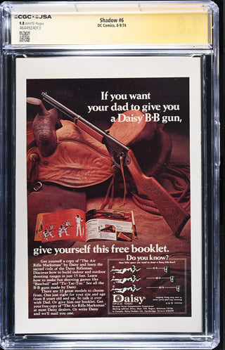 Shadow #6 (8-9/74) Signed by Alec Baldwin Graded CGC x JSA 9.8