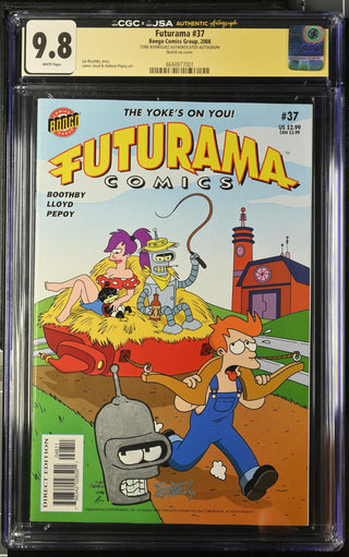 Futurama #37 (2008) Signed/Sketch by Tone Rodriguez Graded CGC x JSA 9.8