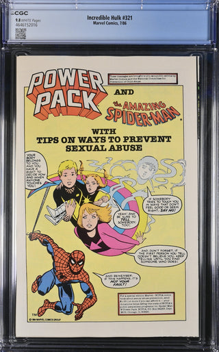Incredible Hulk #321 (7/86) Graded CGC 9.8