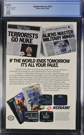 Captain America #374 (8/90) Graded CGC 9.8