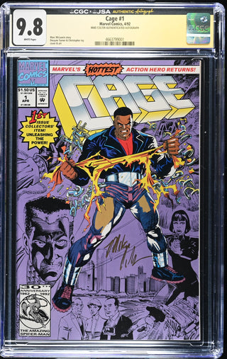 Cage #1 Signed By Mike Colter (4/92) Graded CGC x JSA 9.8