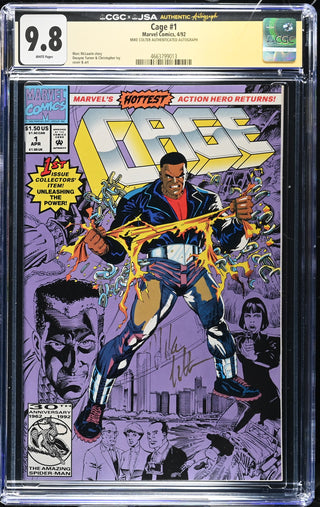 Cage #1 Signed By Mike Colter (4/92) Graded CGC x JSA 9.8