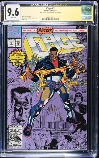 Cage #1 Signed By Mike Colter (4/92) Graded CGC x JSA 9.6