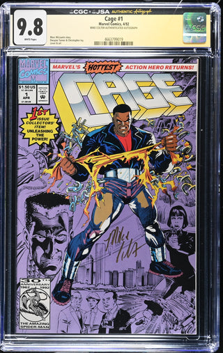 Cage #1 Signed By Mike Colter (4/92) Graded CGC x JSA 9.8