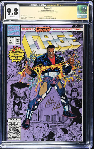 Cage #1 Signed By Mike Colter (4/92) Graded CGC x JSA 9.8